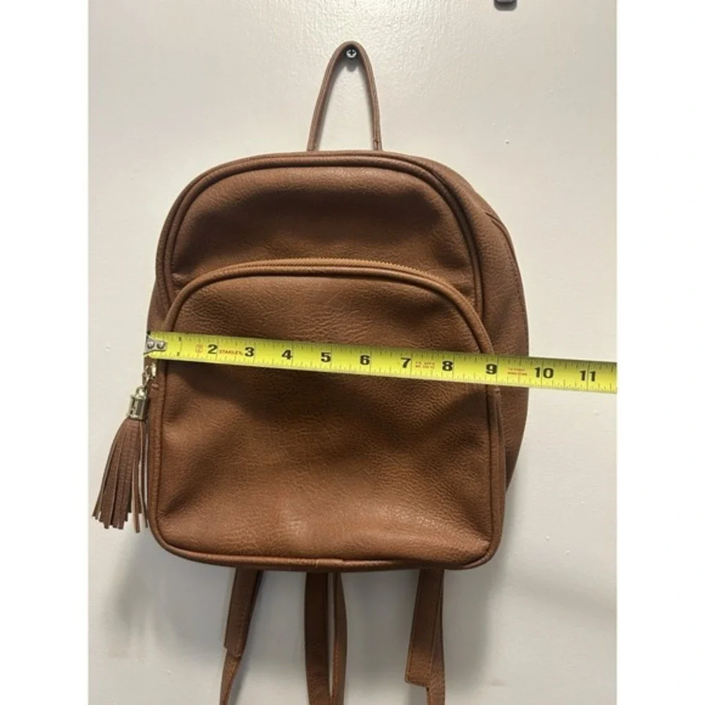 Brown Faux Leather‎ Backpack Bag Purse 10